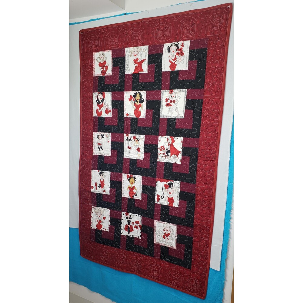 Lady in Red Quilt Lap Full 39 X 68